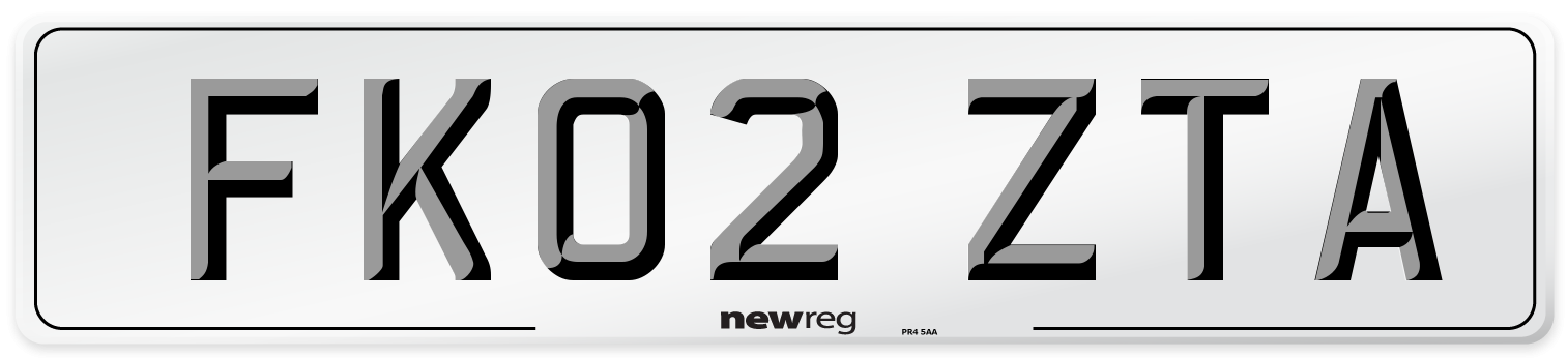 FK02 ZTA Number Plate from New Reg